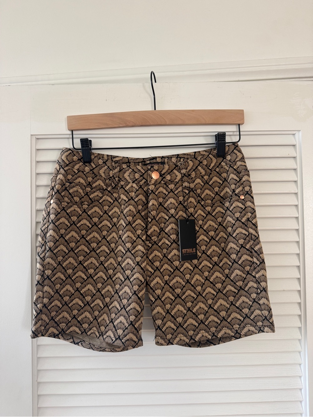 Steel Patterned Brown & Black Shorts